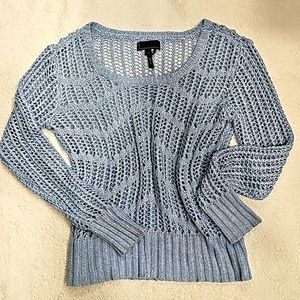 GORGEOUS Pulse by Buffalo Open Cable Knit Sweater SILVER STITCHING Throughout M